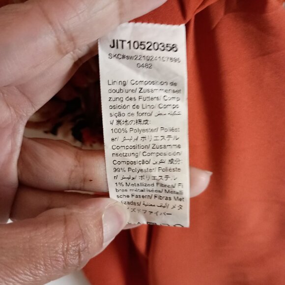 Shein Frenchy Floral Midi Dress Orange Multi Long Sleeve V Neck Womens M - Picture 8 of 10